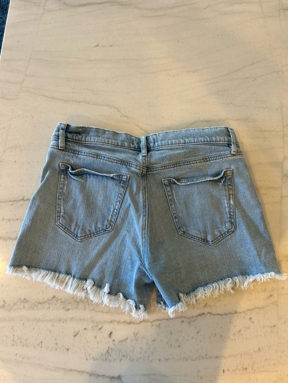 LOFT Light Blue Distressed Denim Shorts - Picture 4 of 5